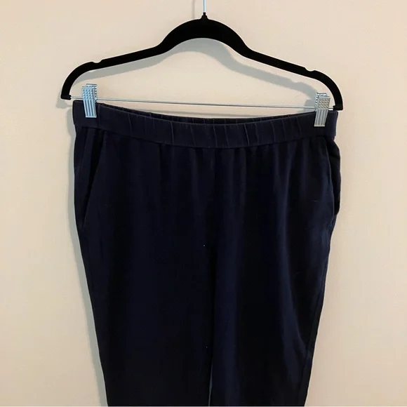 Eileen Fisher Organic Cotton Jersey Cuffed Pants in Navy Blue Medium - Picture 3 of 12